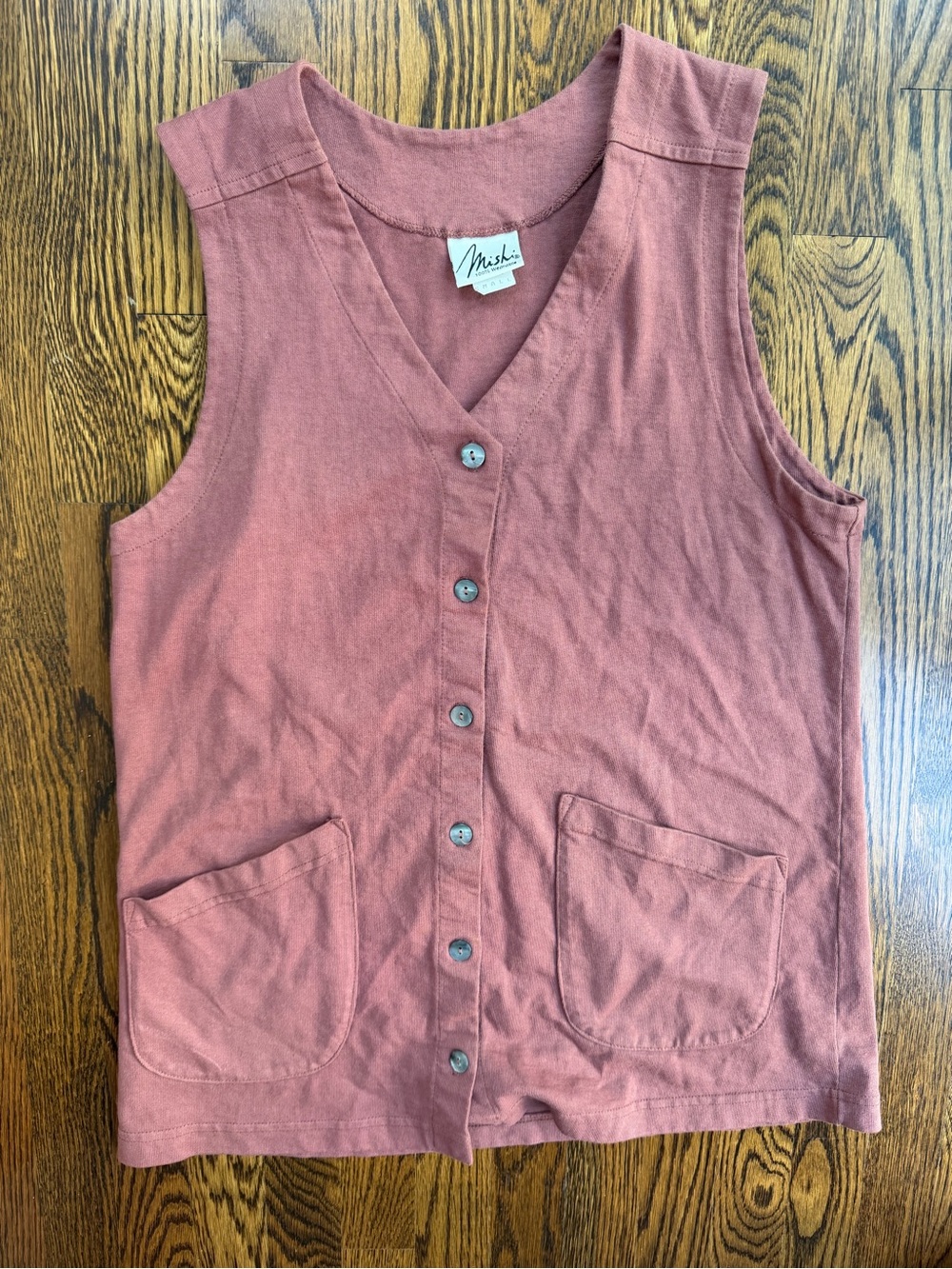 Mishi Women's Rust Vintage Autumn Casual Button-Front Cotton Tunic or Mini Dress